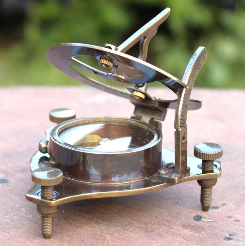 Medieval Replicas Vintage Antique Style Brass Sundial Compass Maritime Nautical Compass Desk Decor - Image 1